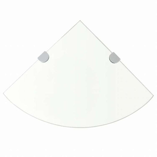 vidaXL コーナーシェルフ クローム棚受け付き ガラス製 透明 25x25cm家具 棚 壁面収納棚・壁面ラック(代引不可)