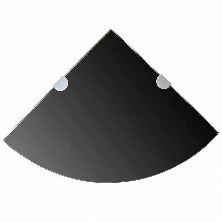 vidaXL コーナーシェルフ クローム棚受け付き ガラス製 ブラック 25x25cm家具 棚 壁面収納棚・壁面ラック(代引不可)