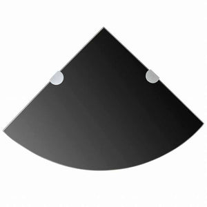 vidaXL コーナーシェルフ クローム棚受け付き ガラス製 ブラック 25x25cm家具 棚 壁面収納棚・壁面ラック(代引不可)