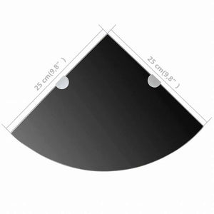 vidaXL コーナーシェルフ クローム棚受け付き ガラス製 ブラック 25x25cm家具 棚 壁面収納棚・壁面ラック(代引不可)