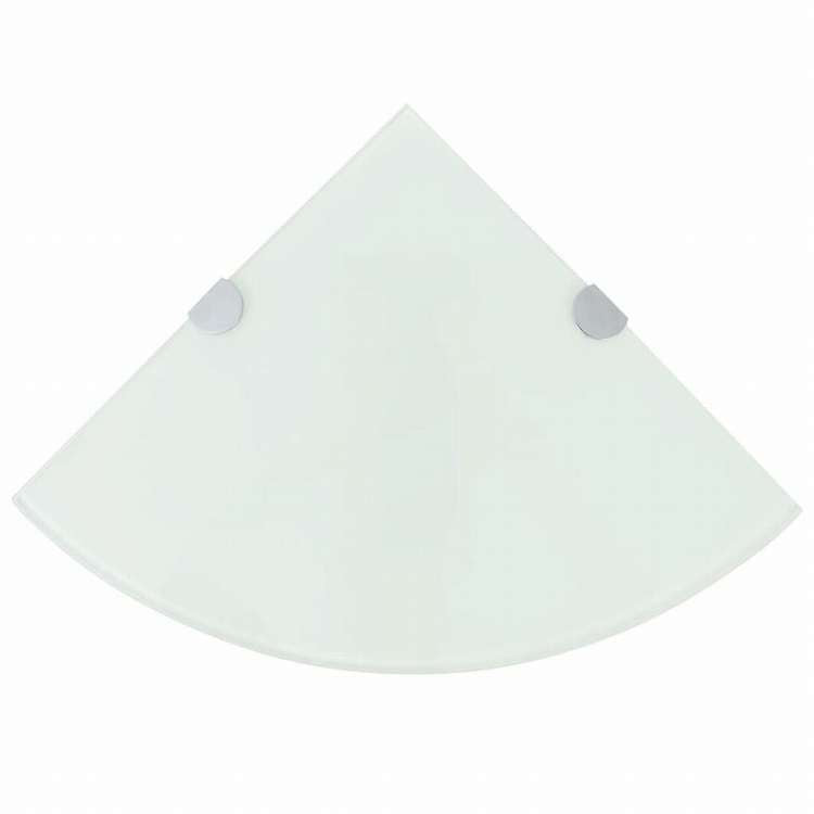 vidaXL コーナーシェルフ クローム棚受け付き ガラス製 ホワイト 25x25cm家具 棚 壁面収納棚・壁面ラック(代引不可)