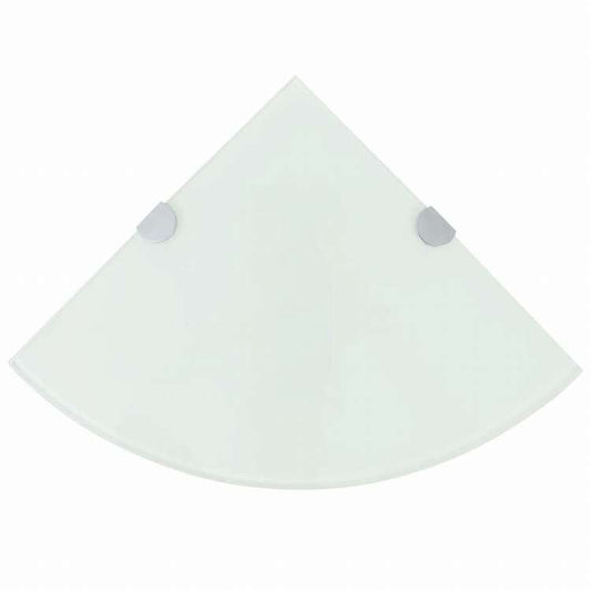 vidaXL コーナーシェルフ クローム棚受け付き ガラス製 ホワイト 25x25cm家具 棚 壁面収納棚・壁面ラック(代引不可)