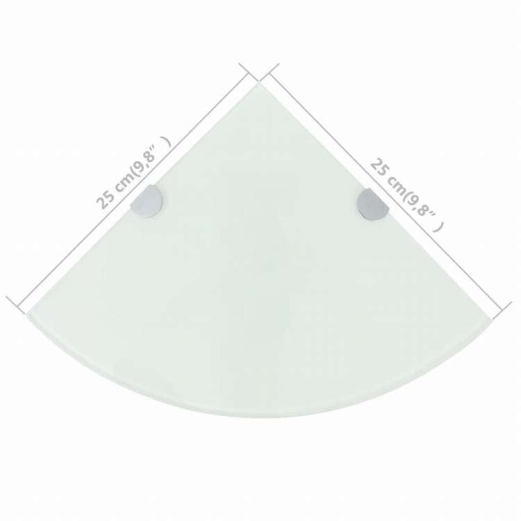 vidaXL コーナーシェルフ クローム棚受け付き ガラス製 ホワイト 25x25cm家具 棚 壁面収納棚・壁面ラック(代引不可)