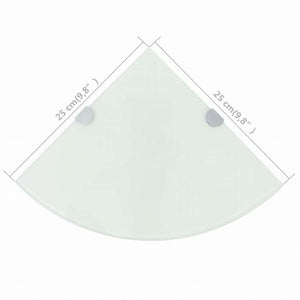 vidaXL コーナーシェルフ クローム棚受け付き ガラス製 ホワイト 25x25cm家具 棚 壁面収納棚・壁面ラック(代引不可)