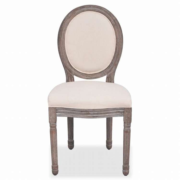 vidaXL ダイニングチェア 2点セット クリーム 布張り家具 チェア キッチン・ダイニングルームチェア(代引不可)