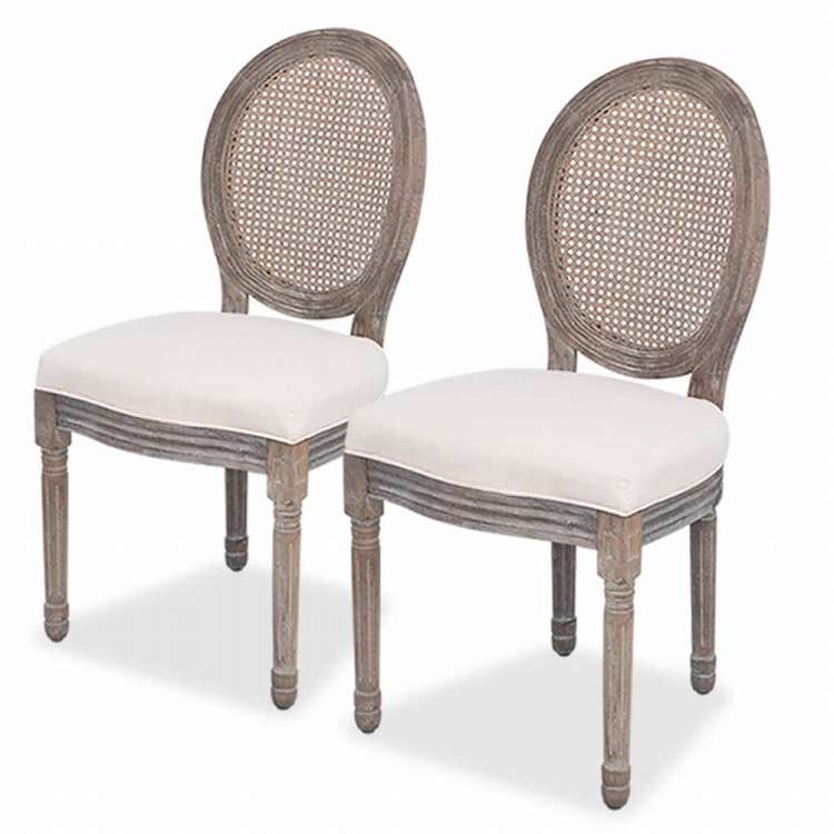 vidaXL ダイニングチェア 2点セット クリーム 布張り家具 チェア キッチン・ダイニングルームチェア(代引不可)