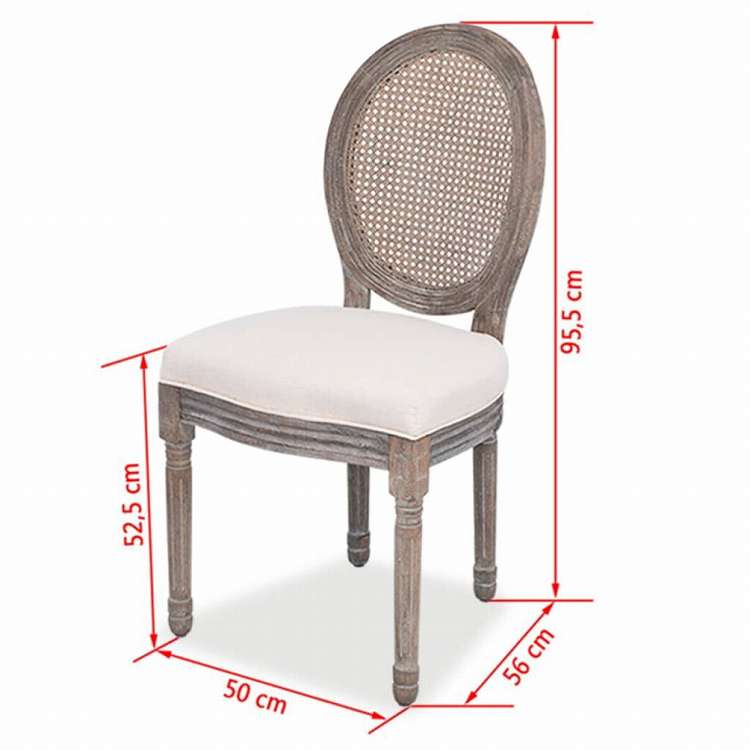 vidaXL ダイニングチェア 2点セット クリーム 布張り家具 チェア キッチン・ダイニングルームチェア(代引不可)
