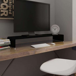 vidaXL TV台/モニターライザー ガラス製 ブラック 100x30x13 cm家具 AVラック・テレビ台(代引不可)