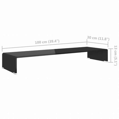 vidaXL TV台/モニターライザー ガラス製 ブラック 100x30x13 cm家具 AVラック・テレビ台(代引不可)