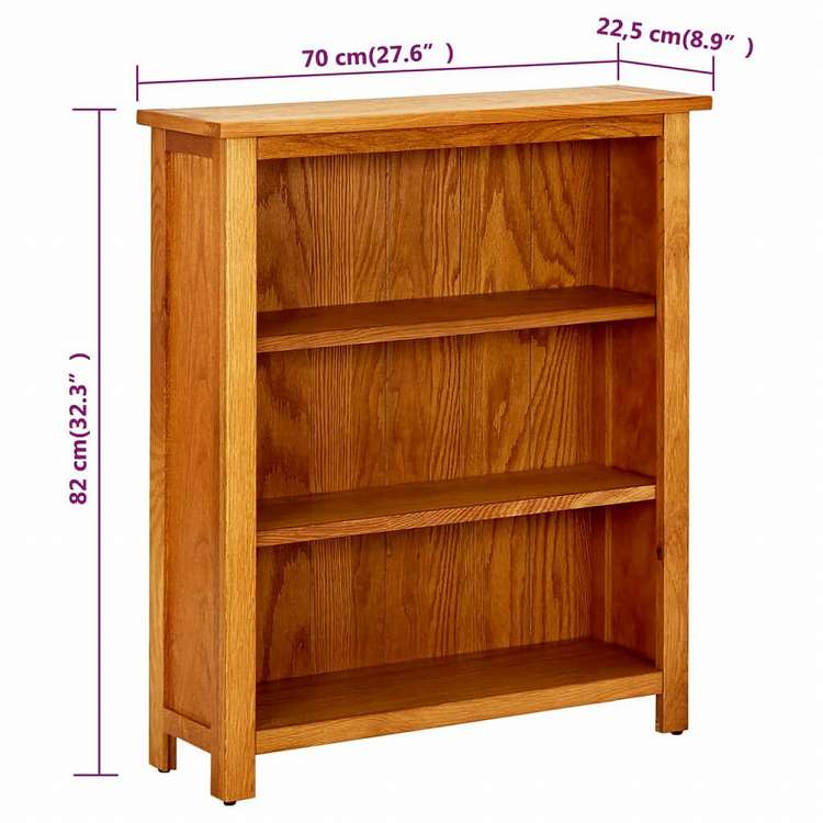 vidaXL 3段 書棚 70x22.5x82cm オーク無垢材家具 棚 本棚・オープンラック(代引不可)