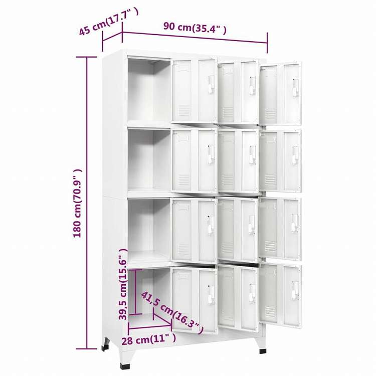 vidaXL ロッカーキャビネット 収納スペース12点付き 90x45x180cm家具 キャビネット&収納 収納キャビネット・ロッカー(代引不可)
