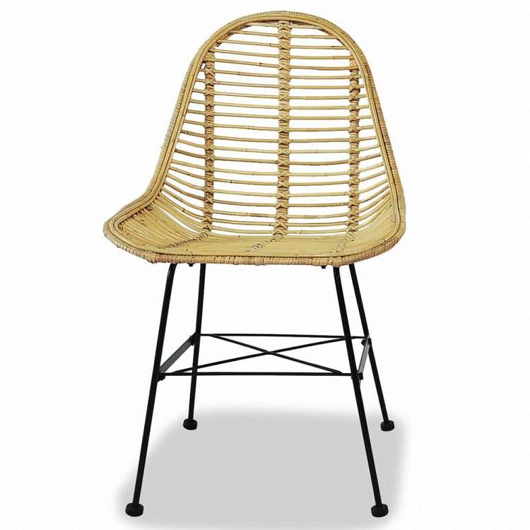 vidaXL ダイニングチェア 2点 天然籐家具 チェア キッチン・ダイニングルームチェア(代引不可)