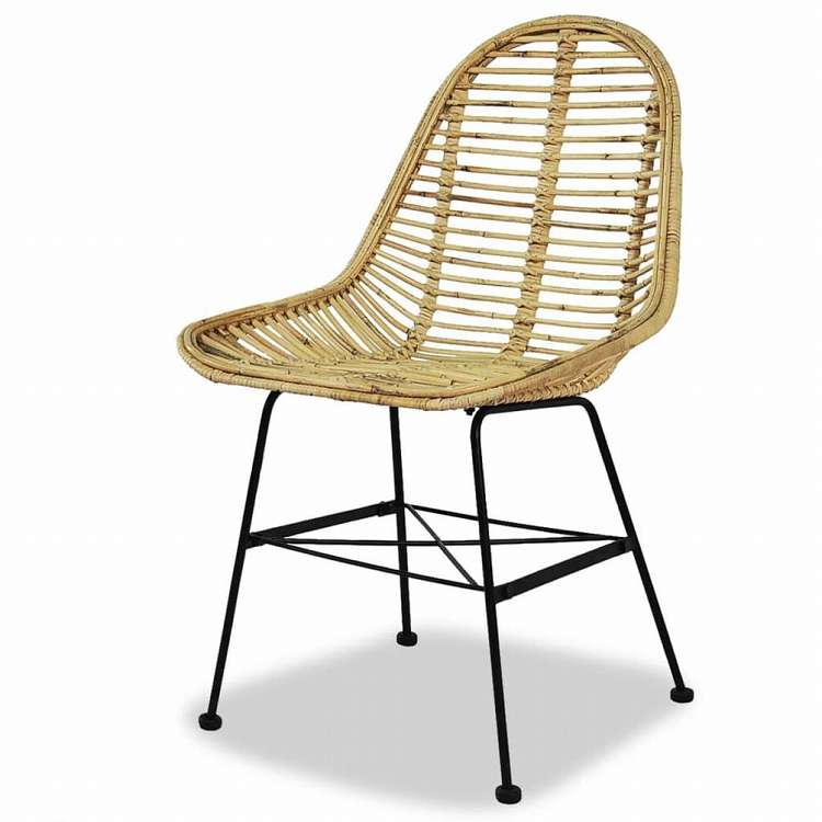 vidaXL ダイニングチェア 2点 天然籐家具 チェア キッチン・ダイニングルームチェア(代引不可)