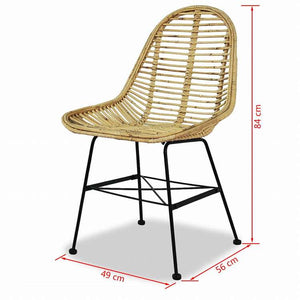 vidaXL ダイニングチェア 2点 天然籐家具 チェア キッチン・ダイニングルームチェア(代引不可)