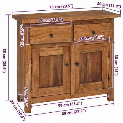 vidaXL サイドボード マホガニー無垢材 75x30x65cm家具 キャビネット&収納 サイドボード(代引不可)