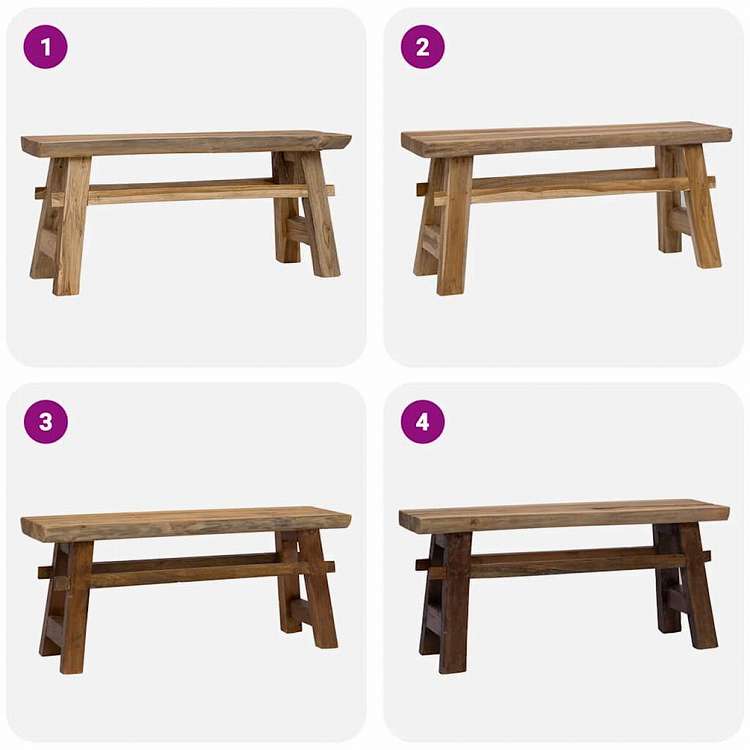 vidaXL ベンチ 混合再生木材&チーク無垢材 100x28x43cm家具 ベンチ 倉庫・通路用ベンチ(代引不可)