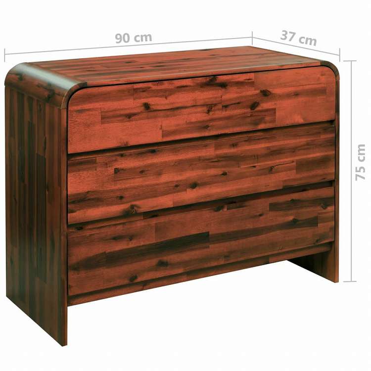 vidaXL 引き出し付き チェスト 90x37x75cm アカシア無垢材家具 キャビネット&収納 ドレッサー(代引不可)