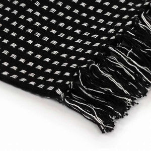vidaXL スローケット コットン製 スクエア 125x150cm ブラックホーム&ガーデン リネン&ベッド ベッド ブランケット(代引不可)