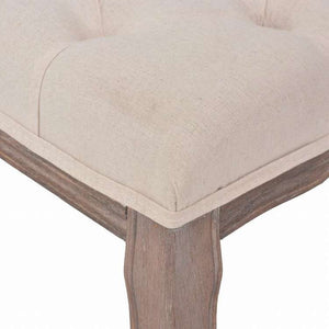 vidaXL ベンチ リネン&無垢材 110x38x48cm クリームホワイト家具 ベンチ 倉庫・通路用ベンチ(代引不可)