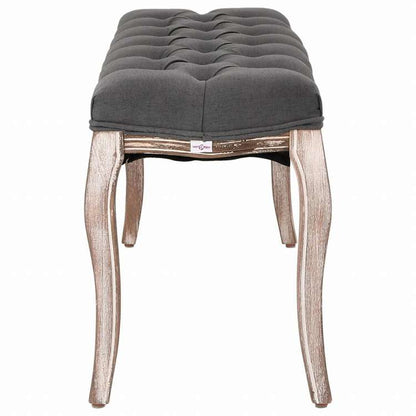 vidaXL ベンチ リネン&無垢材 110x38x48cm ダークグレー家具 ベンチ 倉庫・通路用ベンチ(代引不可)