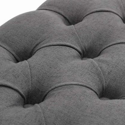 vidaXL ベンチ リネン&無垢材 110x38x48cm ダークグレー家具 ベンチ 倉庫・通路用ベンチ(代引不可)