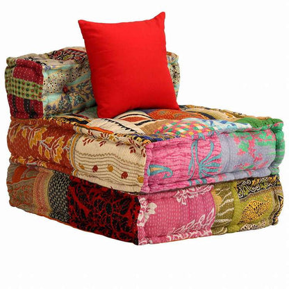 vidaXL 3人掛けソファ モジュール式 厚手クッション パッチワーク 布製ホーム&ガーデン デコレーション チェア・ソファクッション(代引不可)