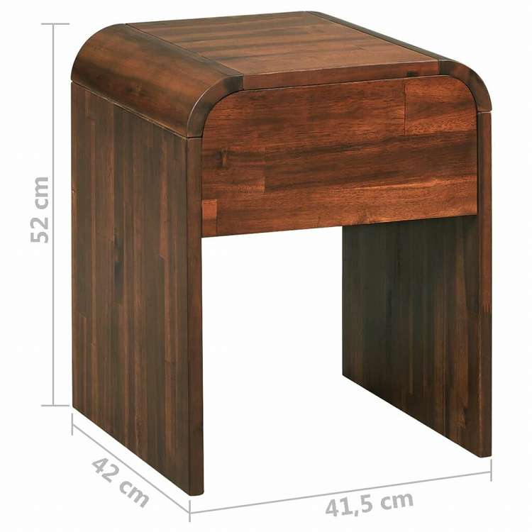 vidaXL ナイトテーブル 41.5x42x52 cm アカシア無垢材家具 テーブル ベッドサイドテーブル(代引不可)