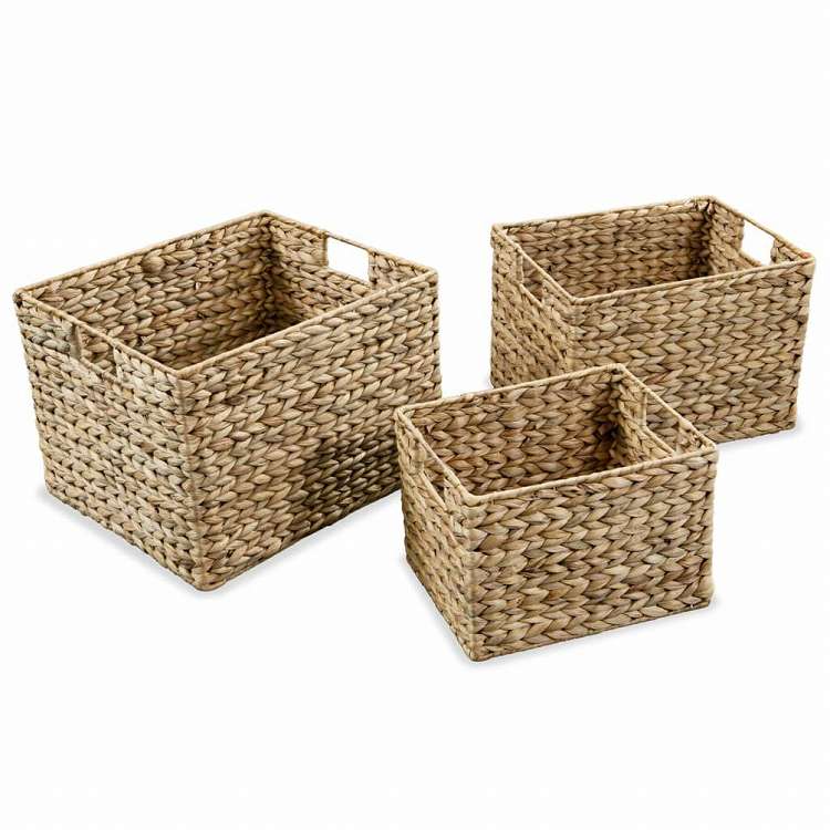 vidaXL 収納バスケット 3点セット ホテイアオイホーム&ガーデン 家事用品 収納&オーガナイザー 家庭用品収納ボックス(代引不可)