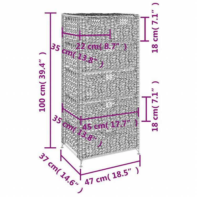 vidaXL 収納ユニット バスケット6点付き 47×37×100 cm ホテイアオイ家具 キャビネット&収納 収納キャビネット・ロッカー(代引不可)