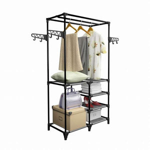 vidaXL 洋服ラック スチール&不織布 87x44x158cm ブラックホーム&ガーデン 家事用品 収納&オーガナイザー 衣類・ワードローブ収納 クローゼット整理収納・衣服ラック(代引不可)