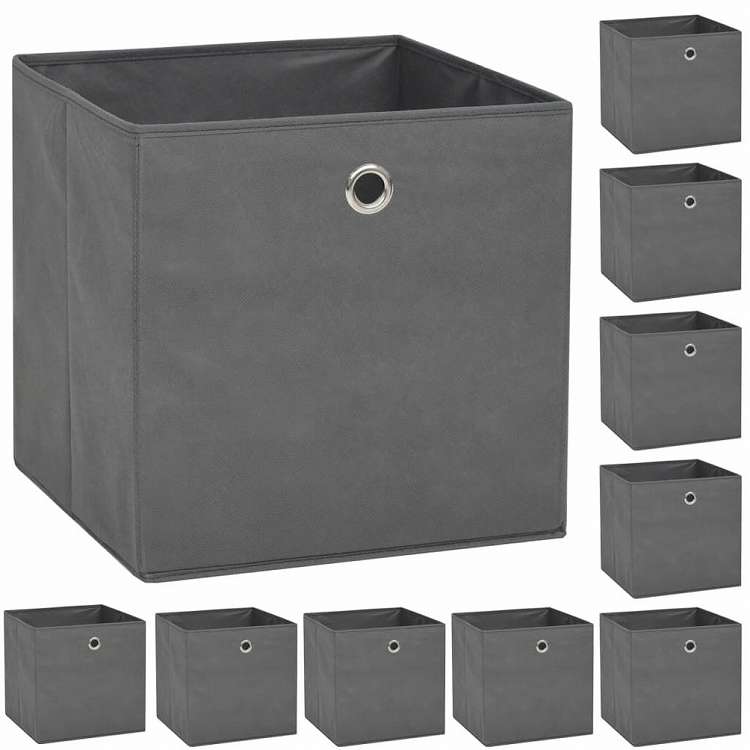 vidaXL 収納ボックス 10点 不織布 32x32x32cm グレーホーム&ガーデン 家事用品 収納&オーガナイザー 家庭用品収納ボックス(代引不可)