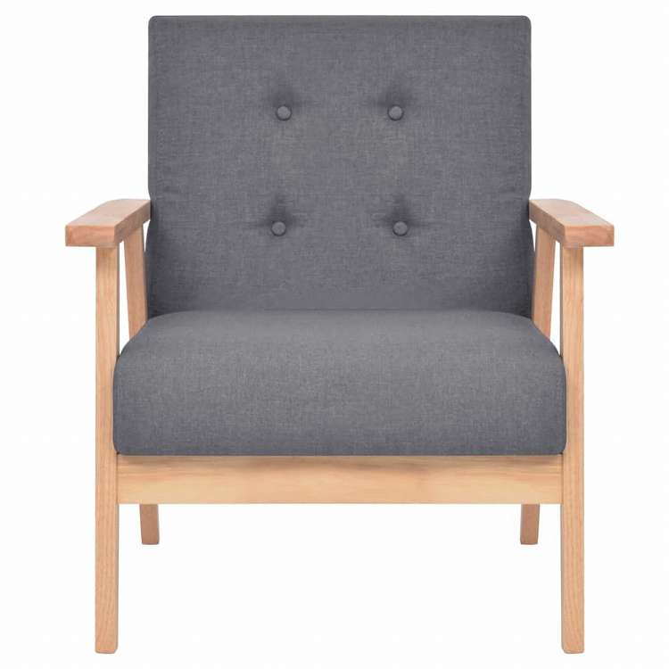 vidaXL ソファ2点セット 布製 ダークグレー (244651+244652)家具 ソファ(代引不可)