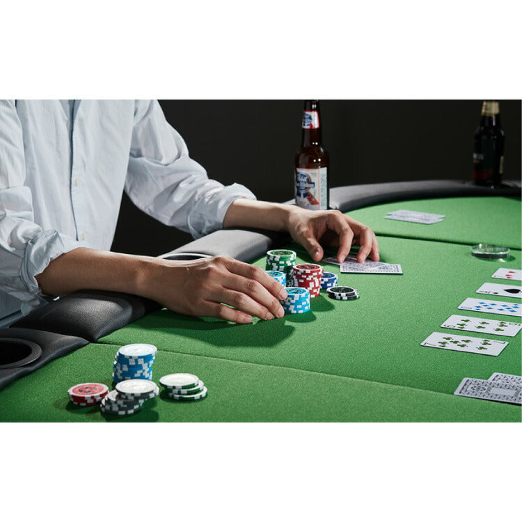 vidaXL 9人用折りたたみポーカーテーブル 3つ折り 楕円型 グリーン家具 テーブル ポーカー・ゲーム用テーブル(代引不可)