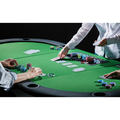 vidaXL 9人用折りたたみポーカーテーブル 3つ折り 楕円型 グリーン家具 テーブル ポーカー・ゲーム用テーブル(代引不可)