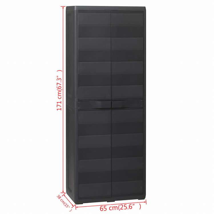 vidaXL ガーデン ストレージキャビネット 3段棚 黒色家具 キャビネット&収納 収納キャビネット・ロッカー(代引不可)