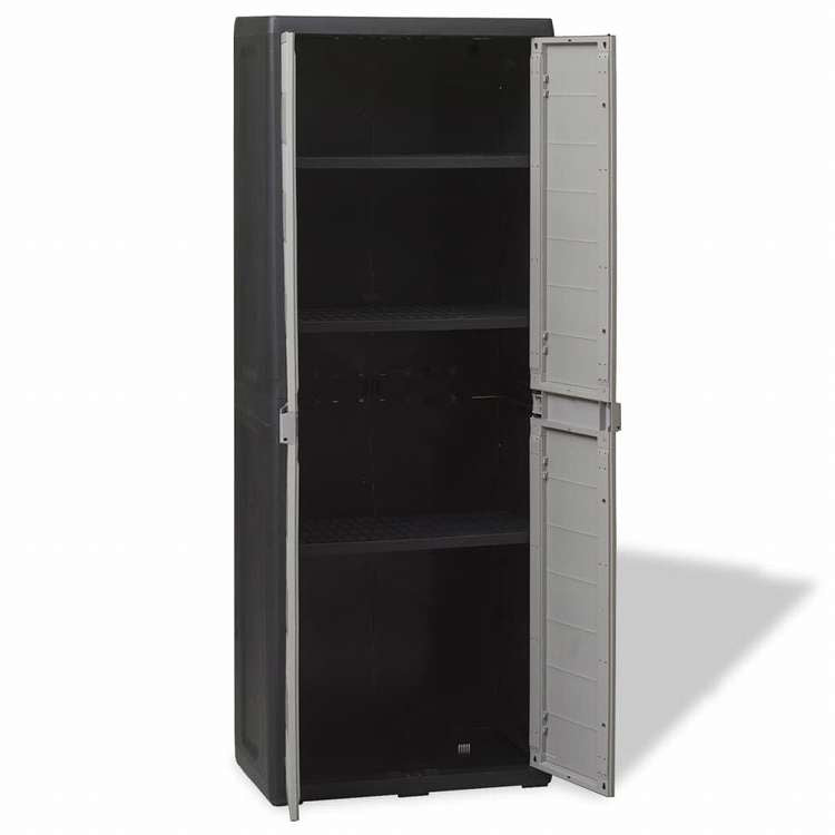 vidaXL ガーデン ストレージキャビネット 3段棚 黒色&灰色家具 キャビネット&収納 収納キャビネット・ロッカー(代引不可)