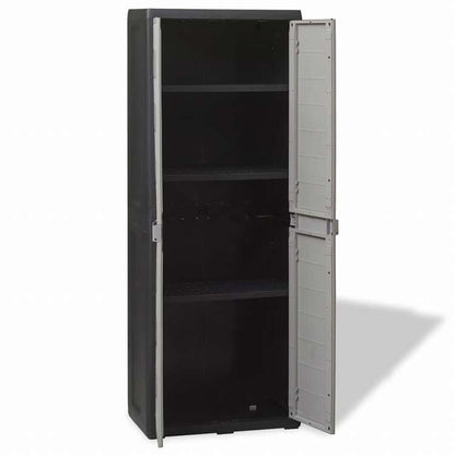vidaXL ガーデン ストレージキャビネット 3段棚 黒色&灰色家具 キャビネット&収納 収納キャビネット・ロッカー(代引不可)