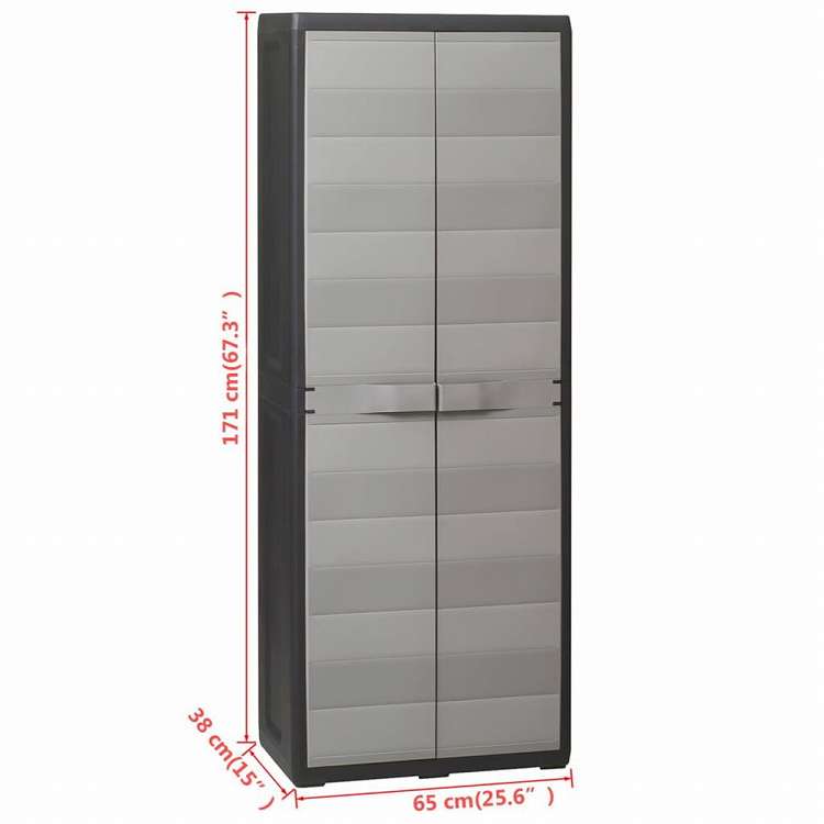 vidaXL ガーデン ストレージキャビネット 3段棚 黒色&灰色家具 キャビネット&収納 収納キャビネット・ロッカー(代引不可)