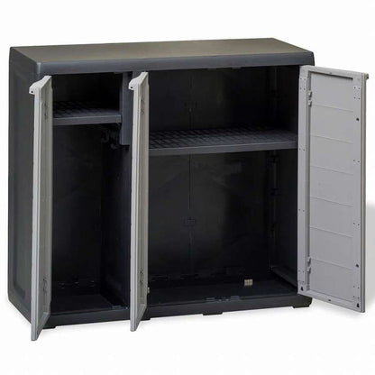 vidaXL ガーデン ストレージキャビネット 2段棚 黒色&灰色家具 キャビネット&収納 収納キャビネット・ロッカー(代引不可)