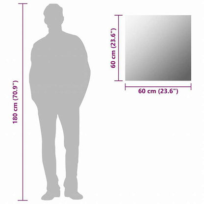vidaXL ウォールミラー 60x60cm スクエア ガラス製ホーム&ガーデン デコレーション 鏡(代引不可)