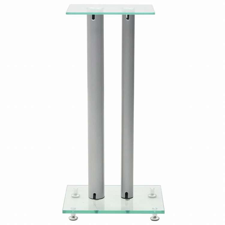 vidaXL スピーカースタンド 2点 強化ガラス製 柱2本デザイン シルバー電子機器 オーディオ オーディオアクセサリー スピーカーアクセサリ スピーカースタンド・マウント(代引不可)