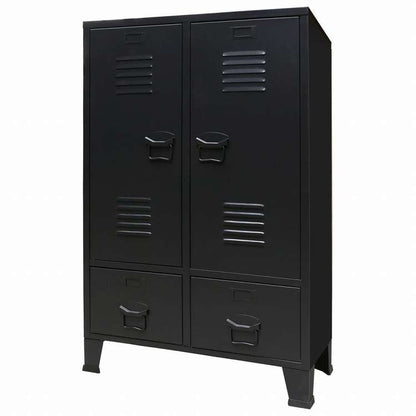 vidaXL 洋服ダンス 金属製 インダストリアル調 67x35x107cm ブラック家具 キャビネット&収納 戸棚・ワードローブ(代引不可)