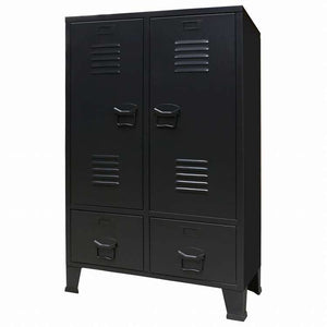 vidaXL 洋服ダンス 金属製 インダストリアル調 67x35x107cm ブラック家具 キャビネット&収納 戸棚・ワードローブ(代引不可)