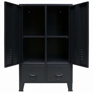 vidaXL 洋服ダンス 金属製 インダストリアル調 67x35x107cm ブラック家具 キャビネット&収納 戸棚・ワードローブ(代引不可)