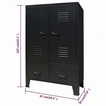 vidaXL 洋服ダンス 金属製 インダストリアル調 67x35x107cm ブラック家具 キャビネット&収納 戸棚・ワードローブ(代引不可)