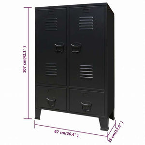 vidaXL 洋服ダンス 金属製 インダストリアル調 67x35x107cm ブラック家具 キャビネット&収納 戸棚・ワードローブ(代引不可)