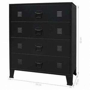 vidaXL 引き出しキャビネット 金属製 インダストリアル調 78x40x93cm ブラック家具 キャビネット&収納 ドレッサー(代引不可)