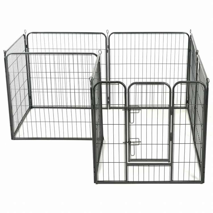vidaXL 犬用プレイサークル パネル8枚 スチール製 80×80cm ブラック動物&ペット用品 ペット用品 犬用品 犬小屋・ドッグラン(代引不可)