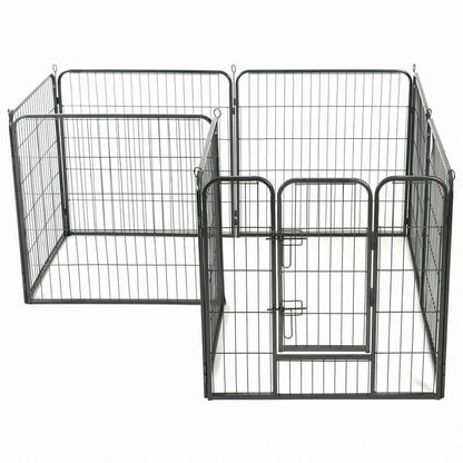 vidaXL 犬用プレイサークル パネル8枚 スチール製 80×80cm ブラック動物&ペット用品 ペット用品 犬用品 犬小屋・ドッグラン(代引不可)
