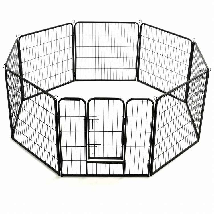 vidaXL 犬用プレイサークル パネル8枚 スチール製 80×80cm ブラック動物&ペット用品 ペット用品 犬用品 犬小屋・ドッグラン(代引不可)